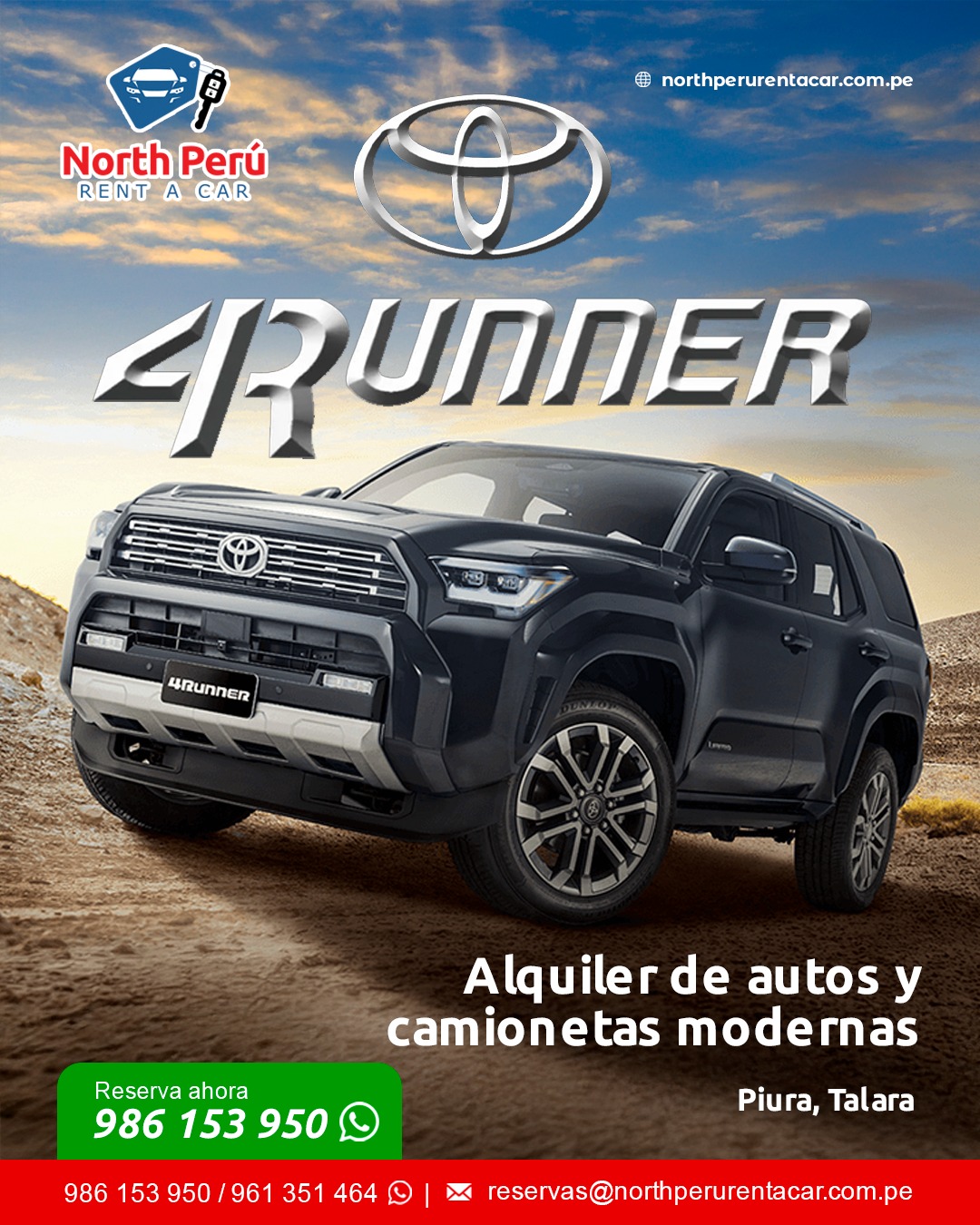 Alquiler 4 runner toyota piura talara